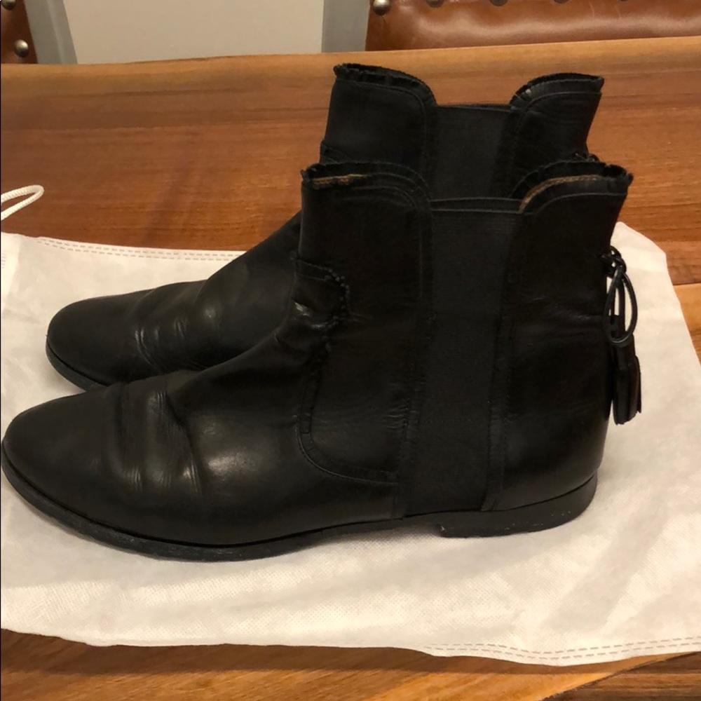 Aquazzura black fringe tassel booties 39.5
